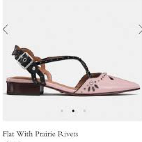 Coach flats with prairie rivets pink & black patent leather size 10 - Picture 1 of 9